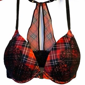 Victoria’s Secret Very Sexy Red Plaid Push Up Bra - Size 32 DDD